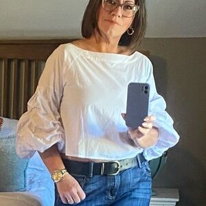 Alythea White Ruffled Sleeve Blouse